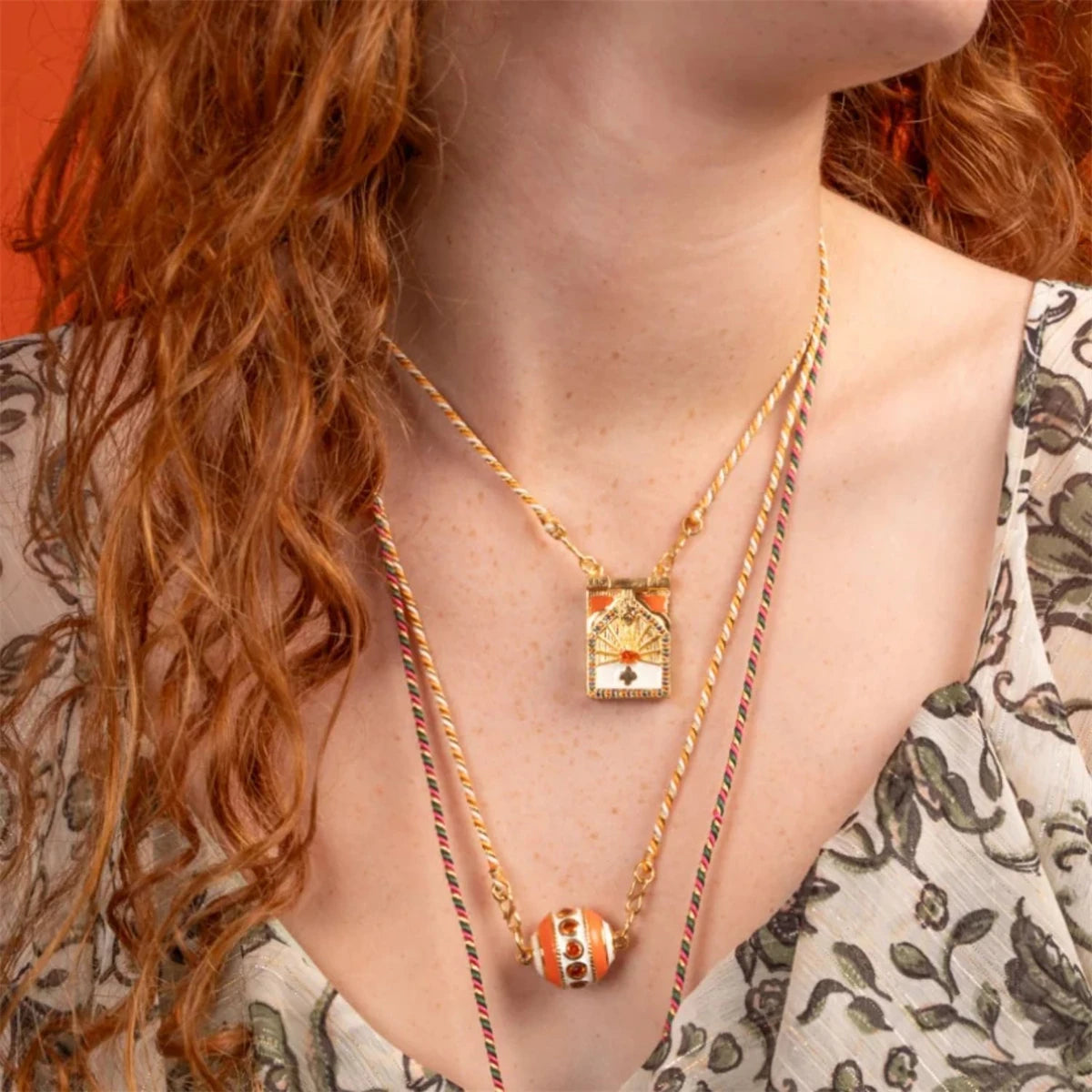 Fashion color Tarot necklace simple drop oil zircon pendant gold-plated color preservation