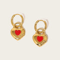 Hoop Earrings Red Enamel Heart — 316L Stainless Steel · PS384