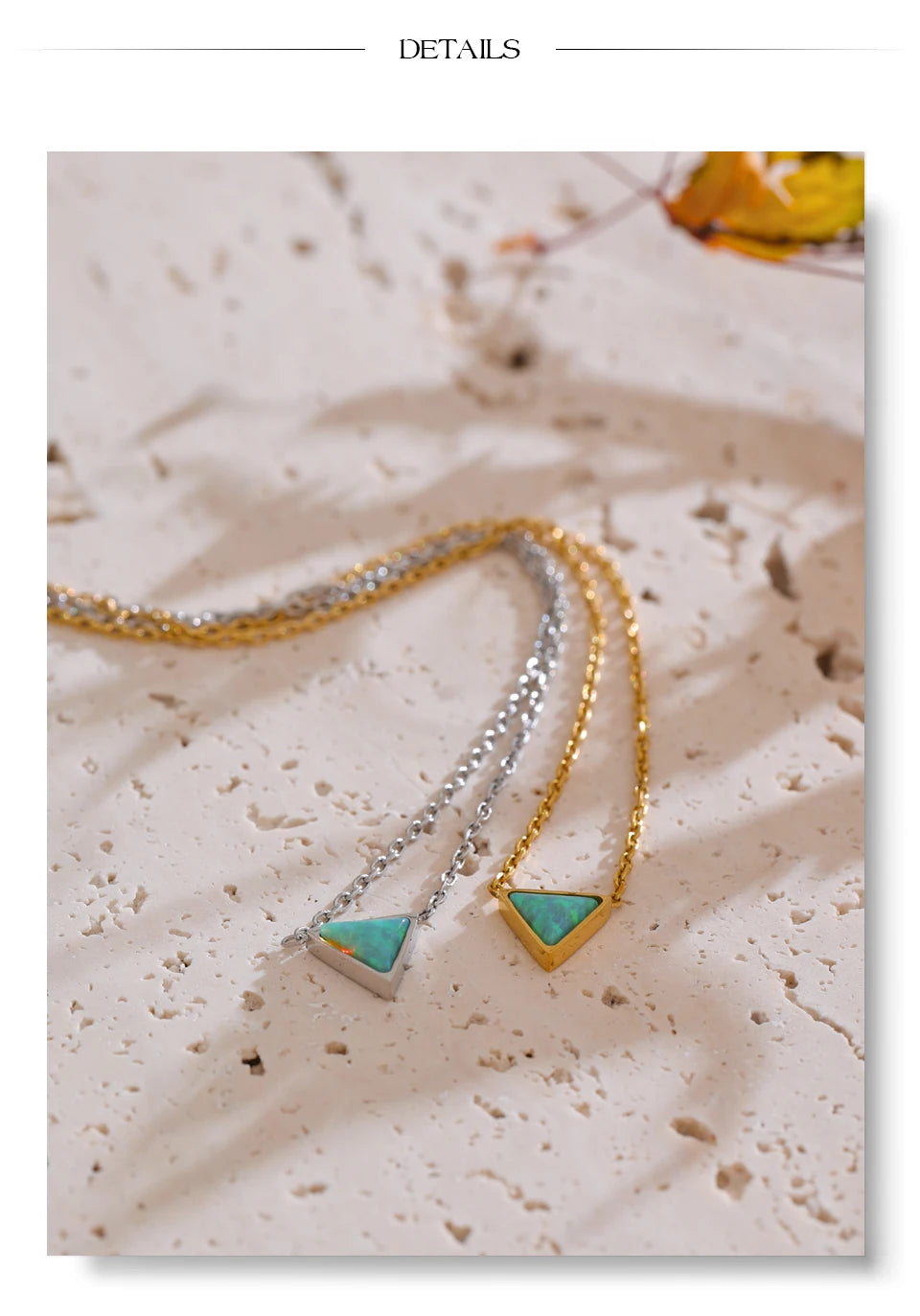 Natural stone geometric necklace in gold-plated stainless steel with natural stone.
