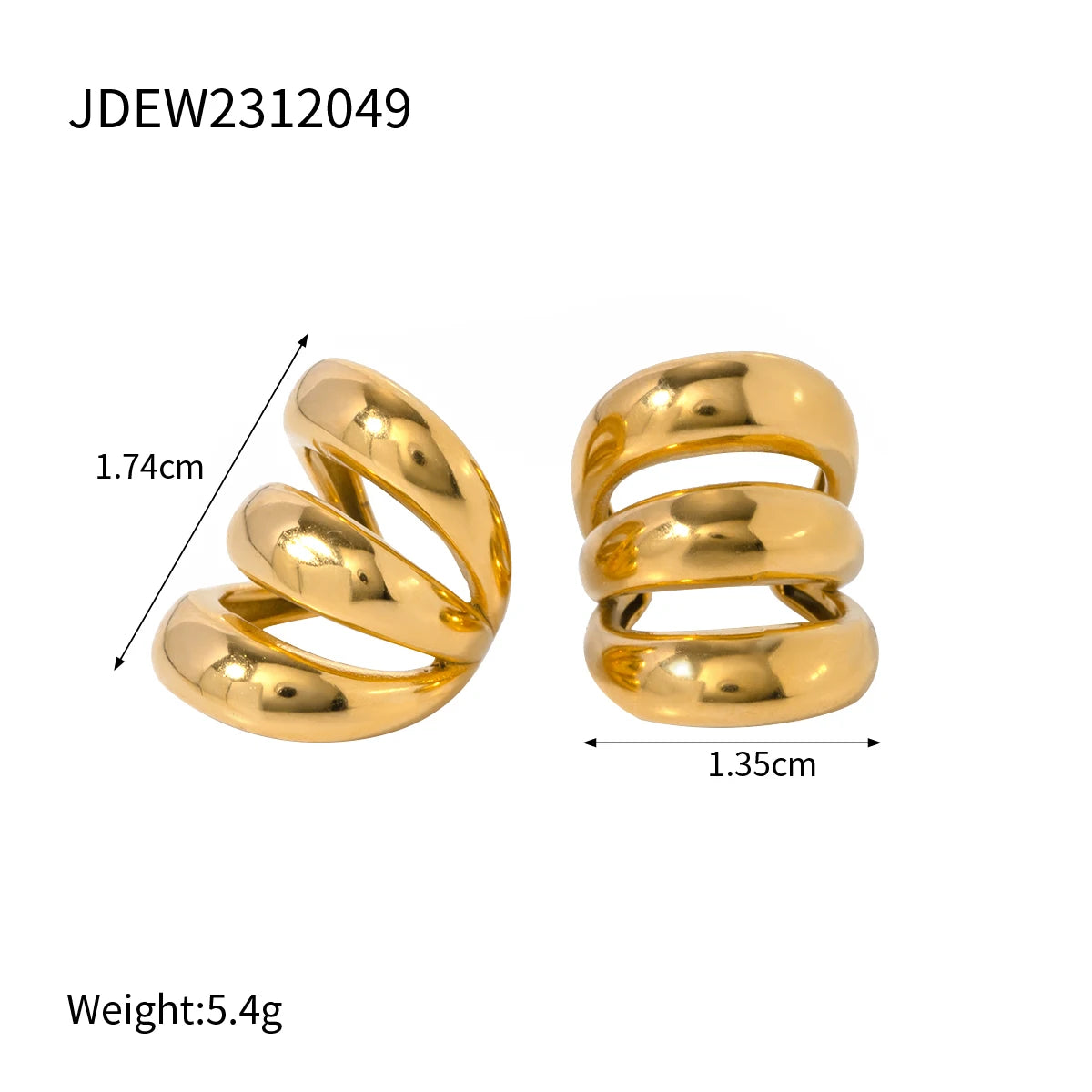 Thick Ear Clip Earrings — Stainless Steel