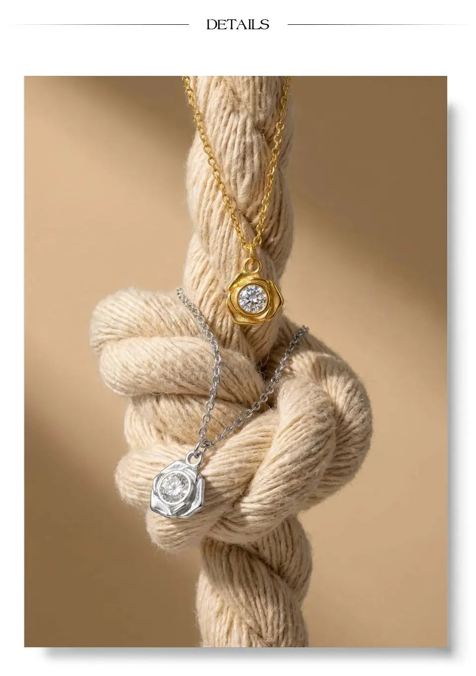 Cubic zirconia flower necklace in gold-plated stainless steel with cubic zirconia.
