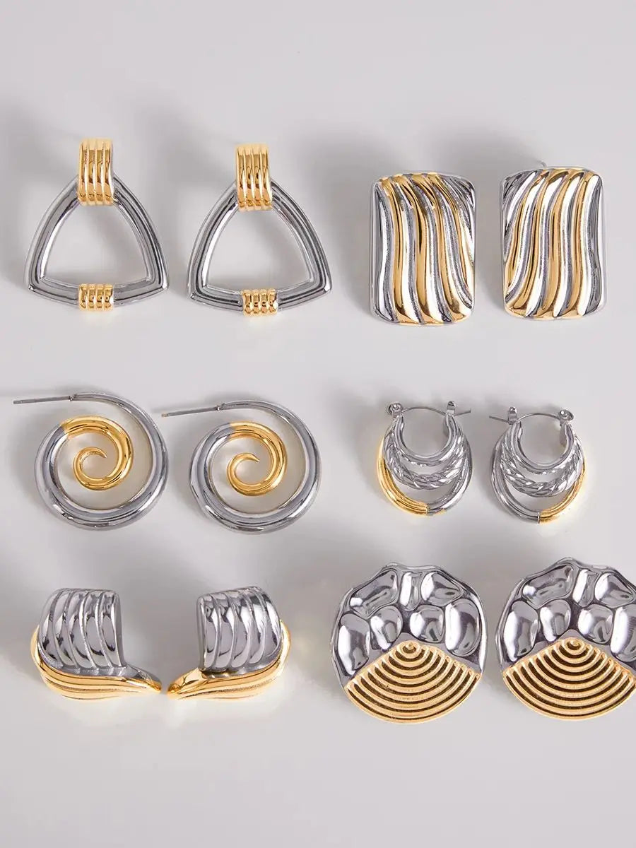 Sculptural Silver Earrings — Stainless Steel · PS111