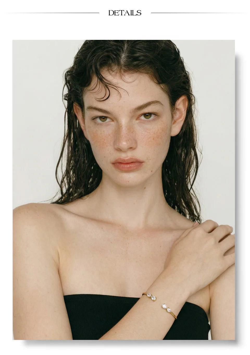 Cubic Zirconia Geometric Bracelet — Gold-Plated Stainless Steel with Cubic Zirconia · PS1316