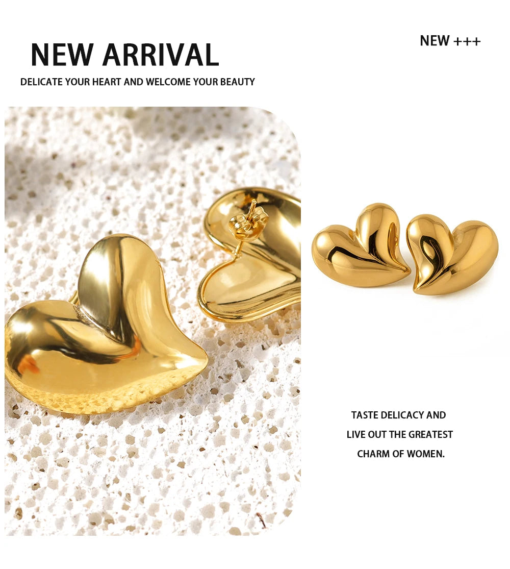 Stud Earrings Asymmetric Heart Glossy — 316L Stainless Steel · PS426