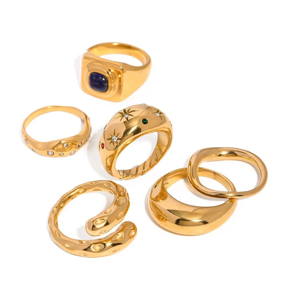 Twisted Croissant Signet Ring — Stainless Steel · PS353