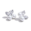 Cubic Zirconia Pearl Butterfly Earrings — Gold-Plated Stainless Steel with Pearl and Cubic Zirconia · PS1342