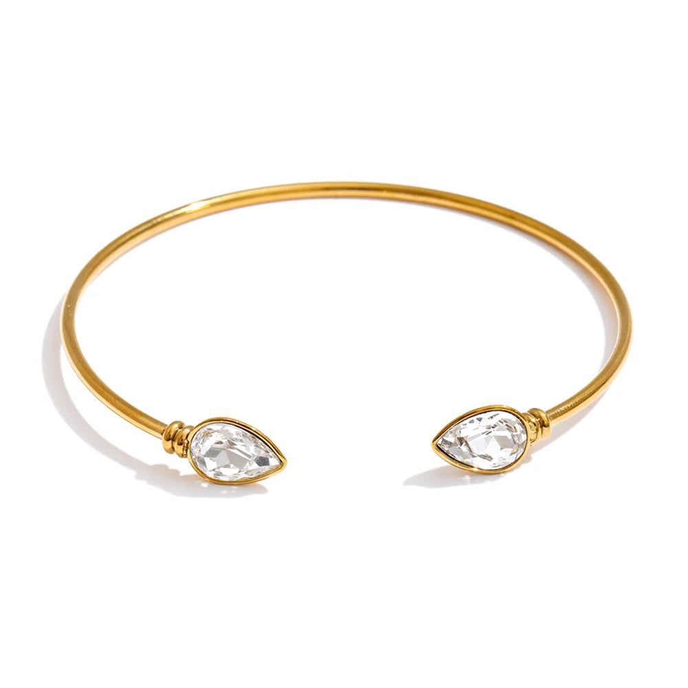 Crystal Geometric Bracelet — Gold-Plated Stainless Steel with Crystal · PS1121