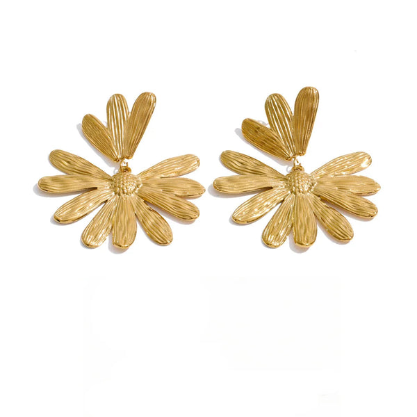 Flower Earrings — Gold-Plated Stainless Steel · PS1213