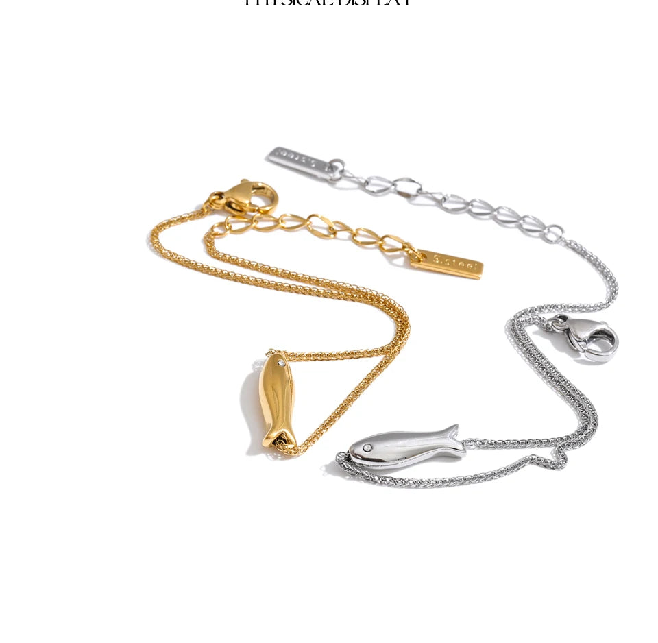 Cubic Zirconia Geometric Chain Bracelet — Gold-Plated Stainless Steel with Cubic Zirconia · PS1757