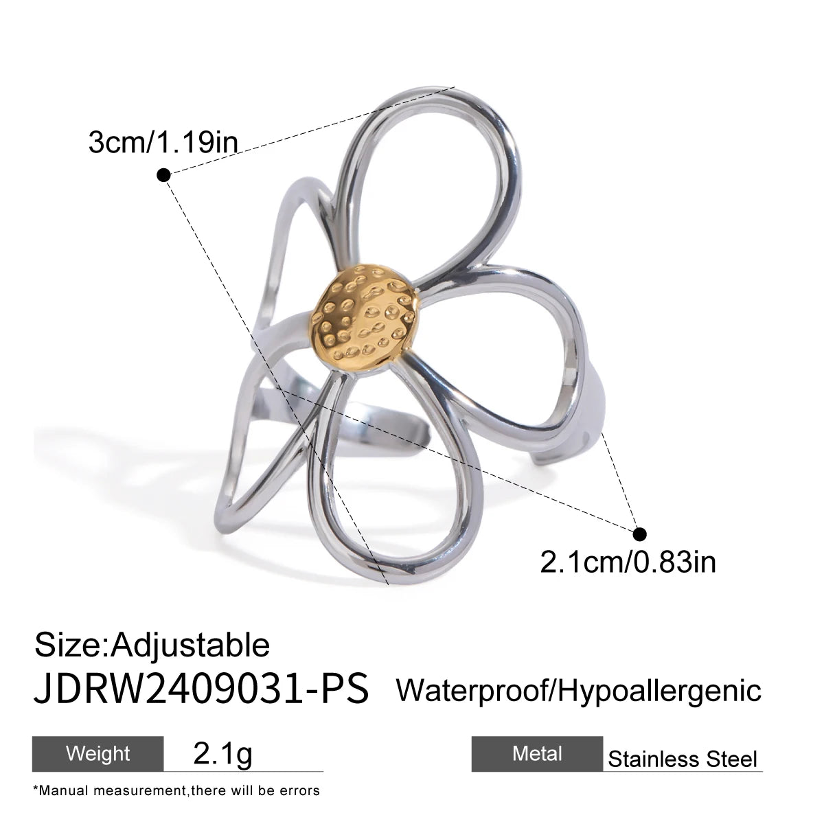 Floral Ring Stack — Stainless Steel · PS230