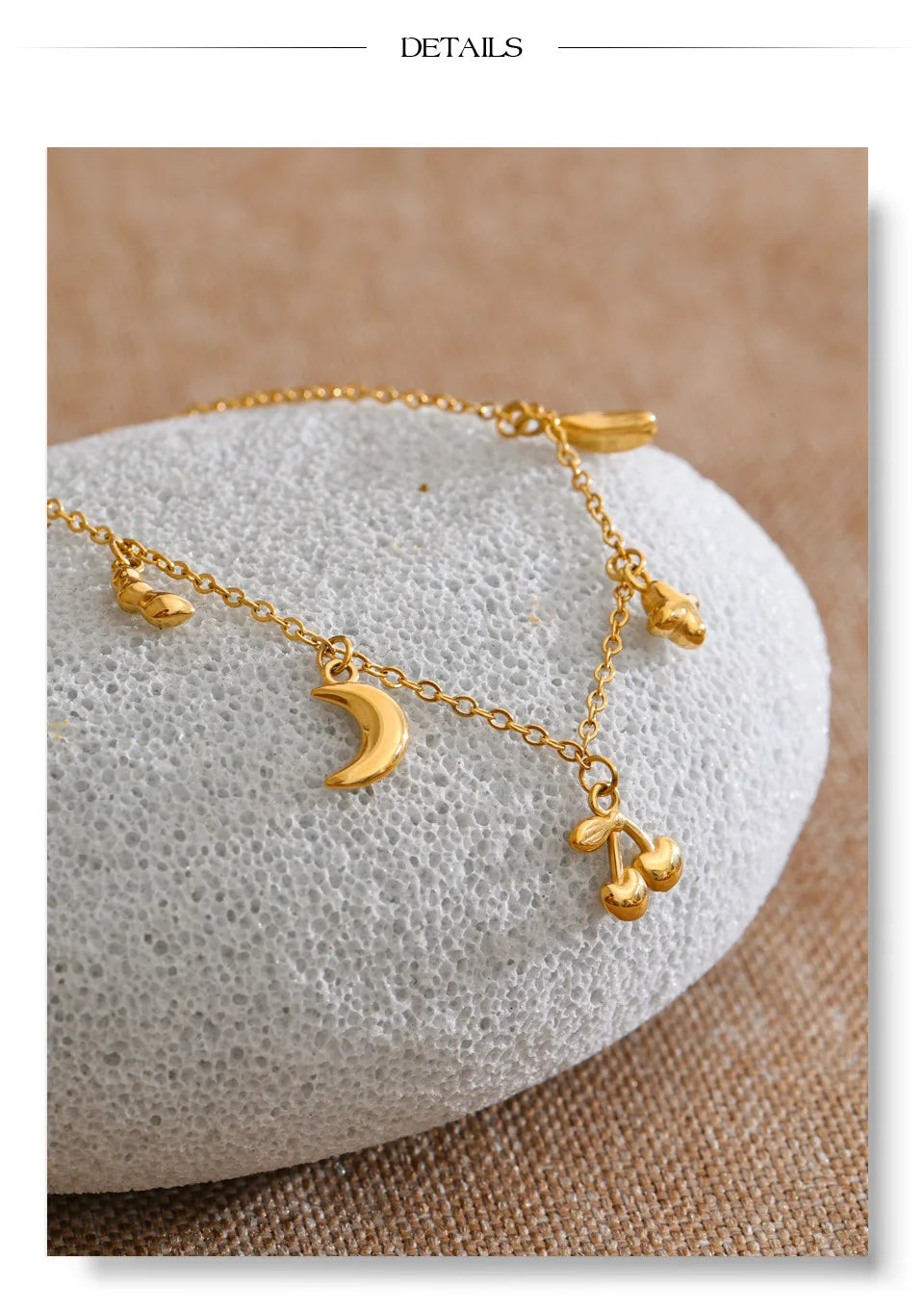 Star Moon Geometric Bracelet — Gold-Plated Stainless Steel · PS1126