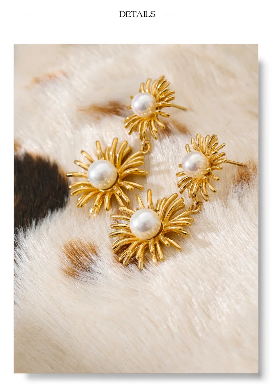 Pearl flower earrings in gold-plated stainless steel with pearl.