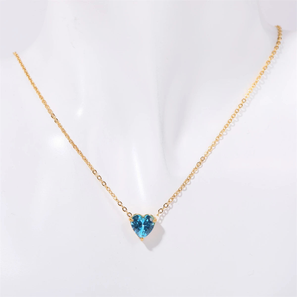 Stainless Steel Twelve Birthday Stone Necklace Love Pendant Necklace Month Stone