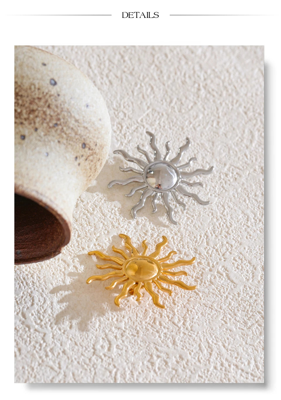 Sun Geometric Brooch — Gold-Plated Stainless Steel · PS1673