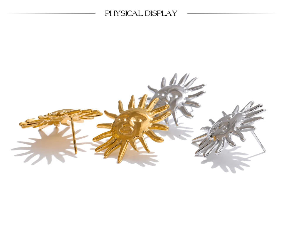 Black Sun Geometric Earrings — Gold-Plated Stainless Steel · PS1699