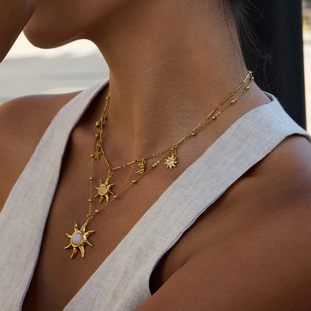 Layered Sun Necklace — Stainless Steel · PS184