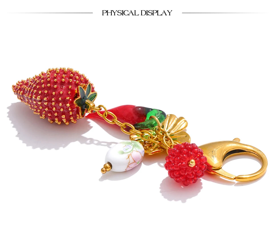 Red resin enamel necklace in gold-plated stainless steel with resin and enamel.