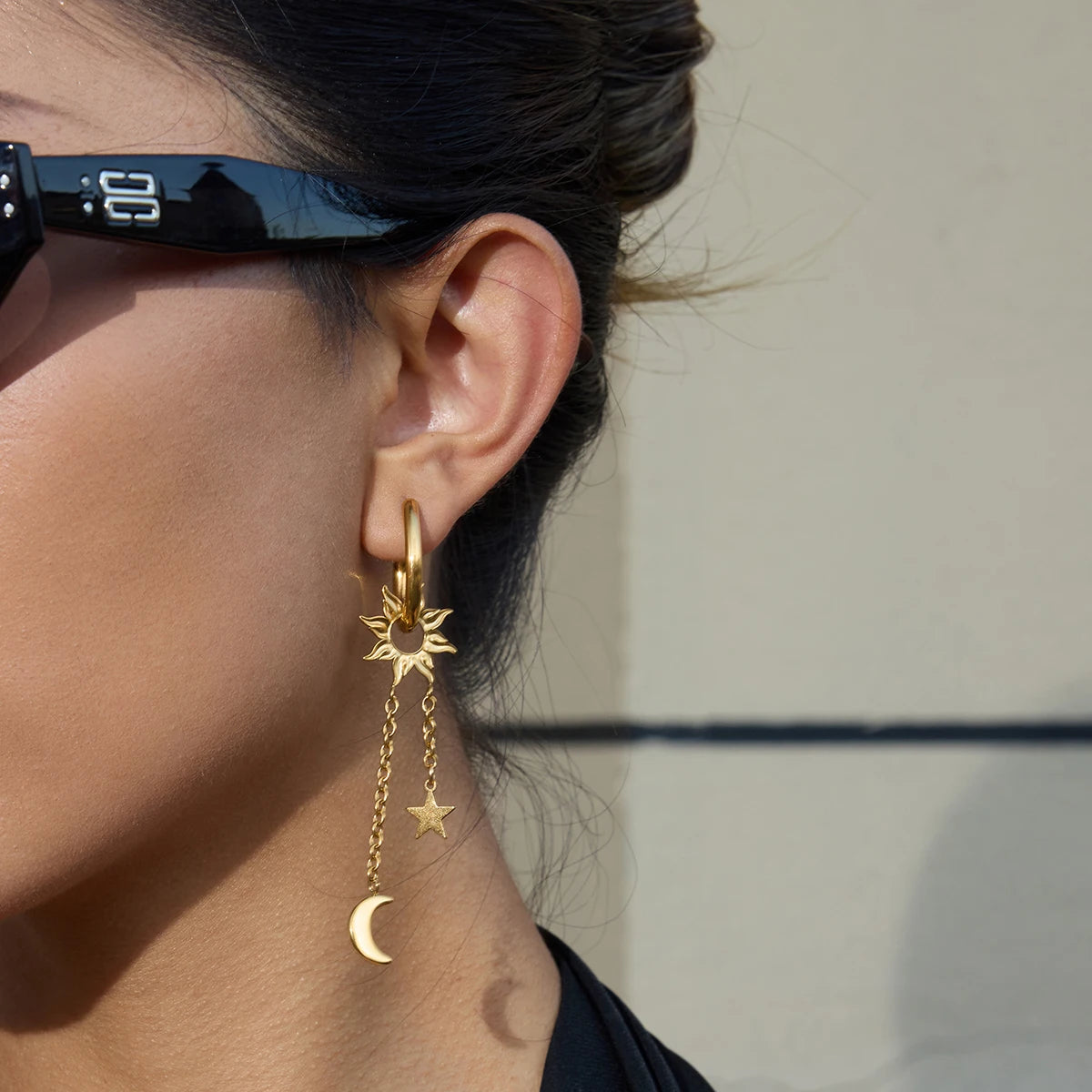 Moon Tassel Earrings — Stainless Steel · PS329