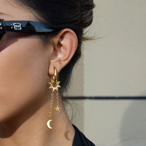 Moon Tassel Earrings — Stainless Steel · PS329