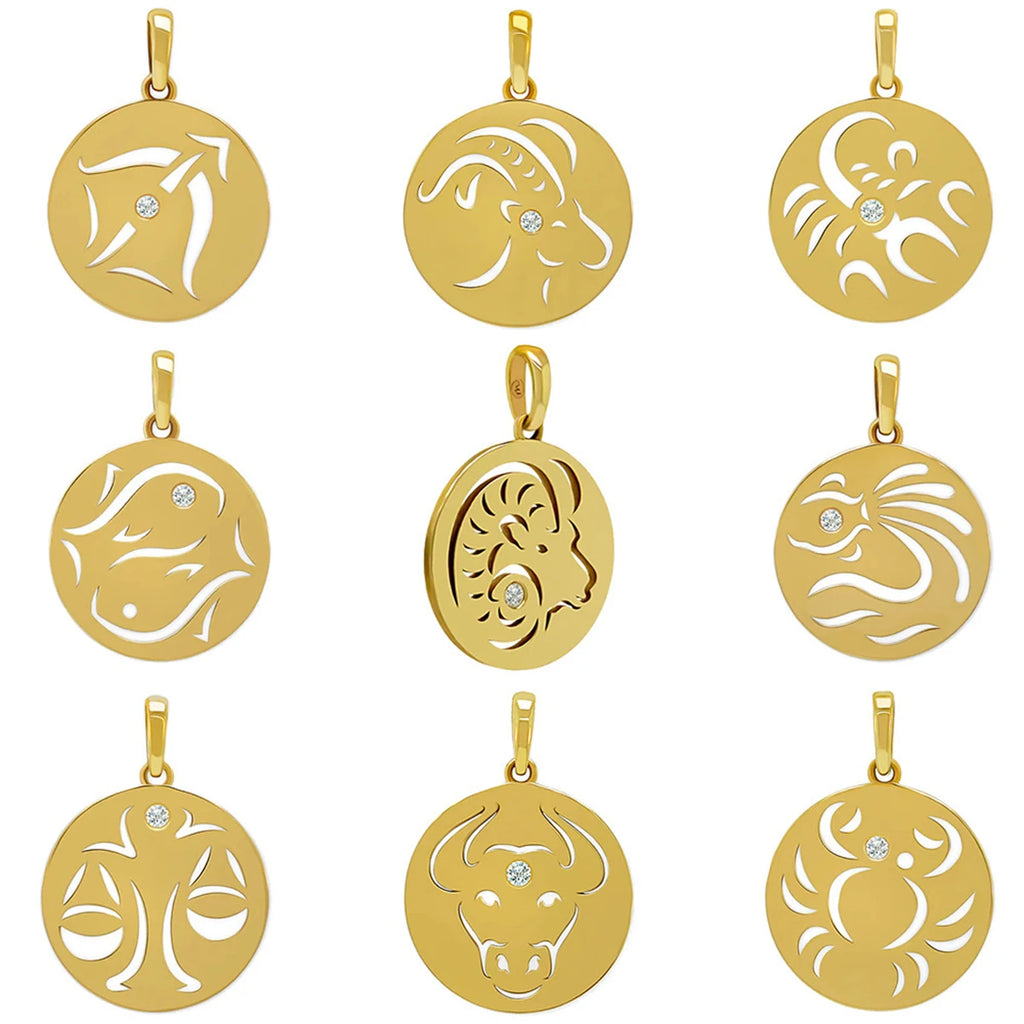 Stainless Steel 12 Constellation Necklace Ins Style Hollow Round Card Necklace Plated with True Gold for Color Protection