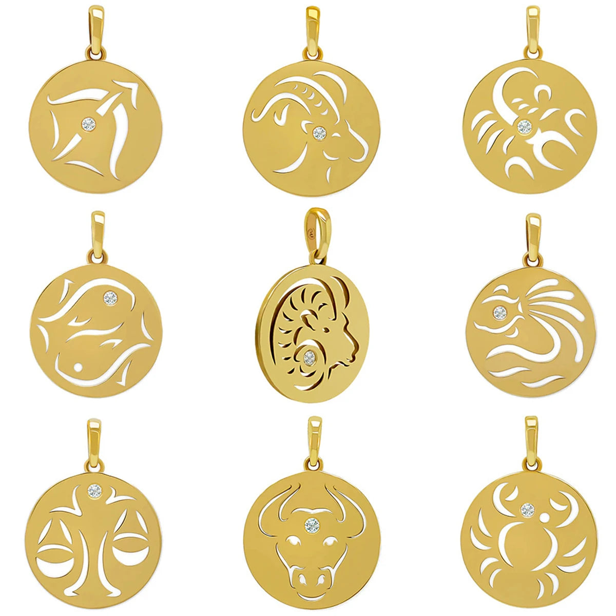Stainless Steel 12 Constellation Necklace Ins Style Hollow Round Card Necklace Plated with True Gold for Color Protection