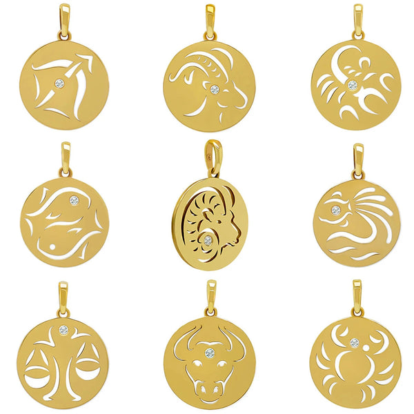 Stainless Steel 12 Constellation Necklace Ins Style Hollow Round Card Necklace Plated with True Gold for Color Protection