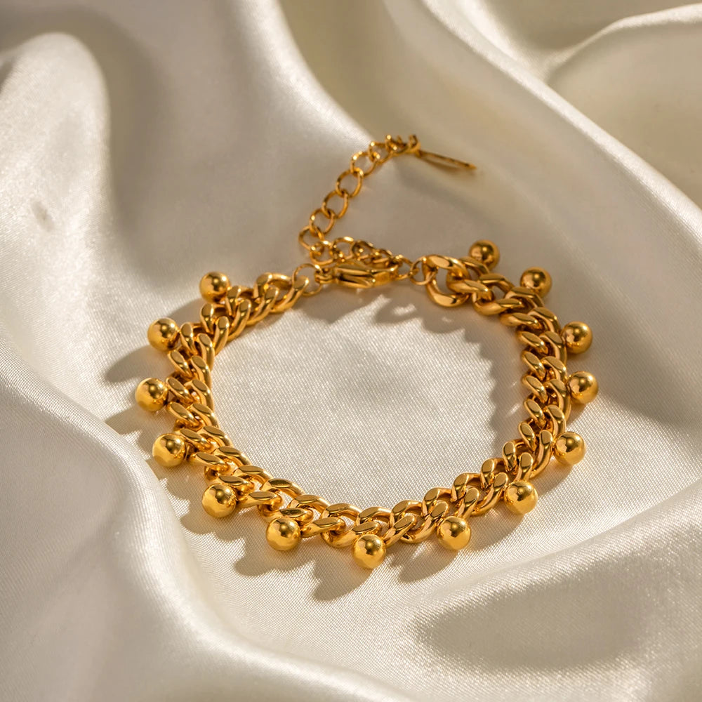 Chunky Bead Chain Bracelet — Stainless Steel · PS013
