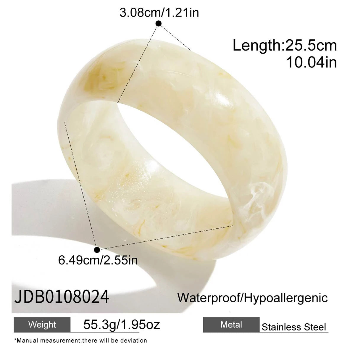 Amber Resin Wide Bracelet — Stainless Steel · PS277