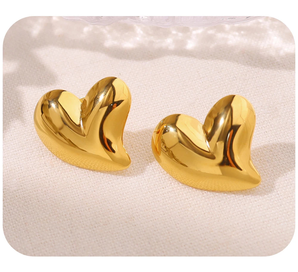 Stud Earrings Asymmetric Heart Glossy — 316L Stainless Steel · PS426
