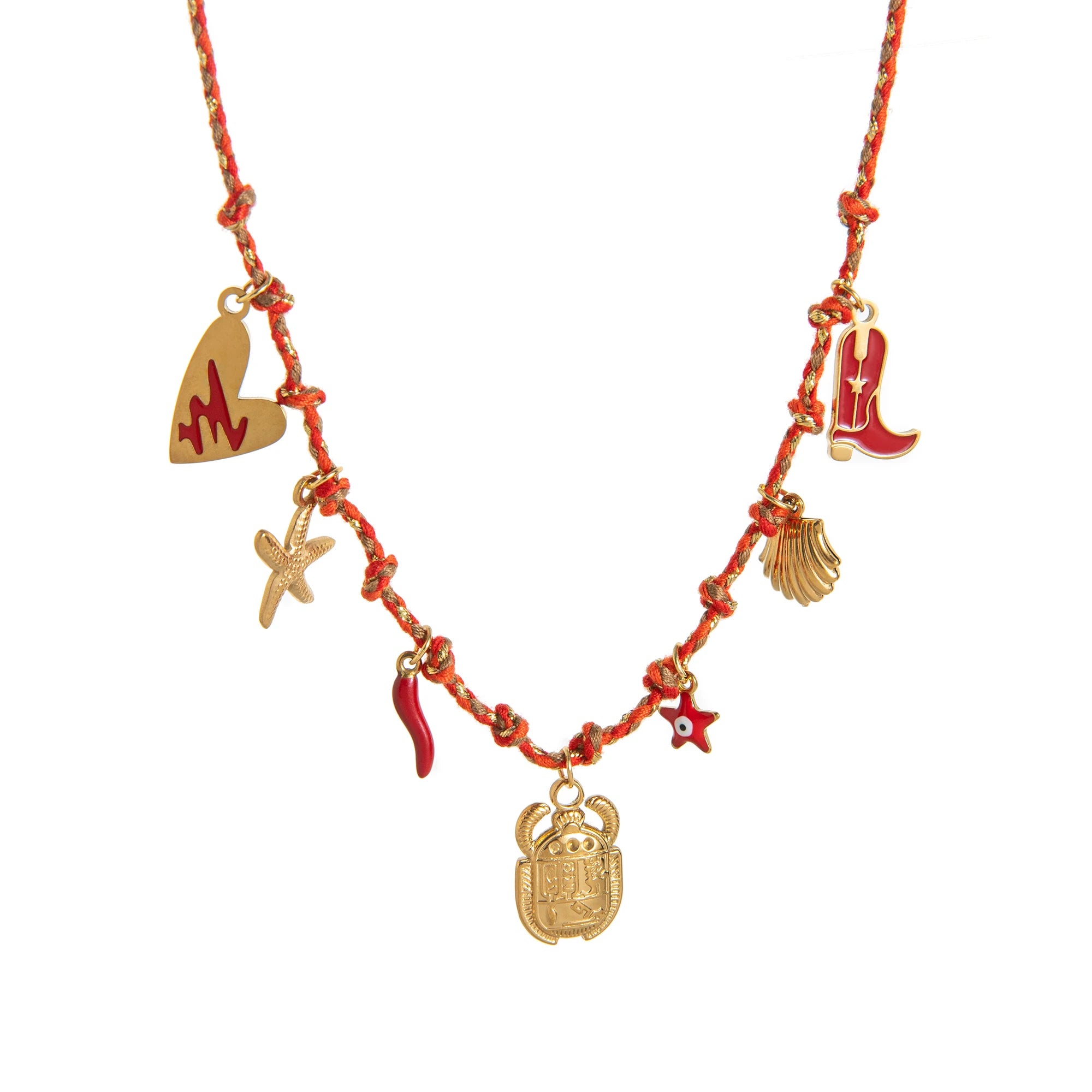 Y2K Charm Necklace for Women Evil Eye Heart Tarot Pendant 18K Gold Plated Boho Jewelry