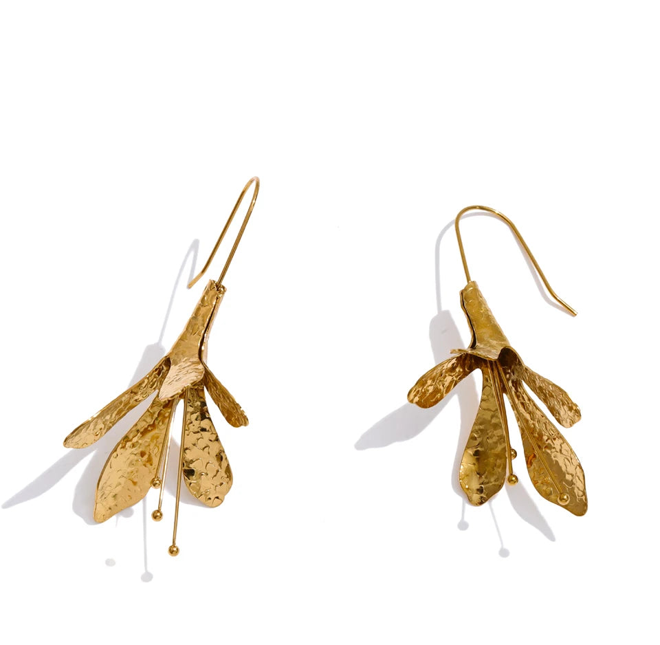 Flower Earrings — Gold-Plated Stainless Steel · PS1373