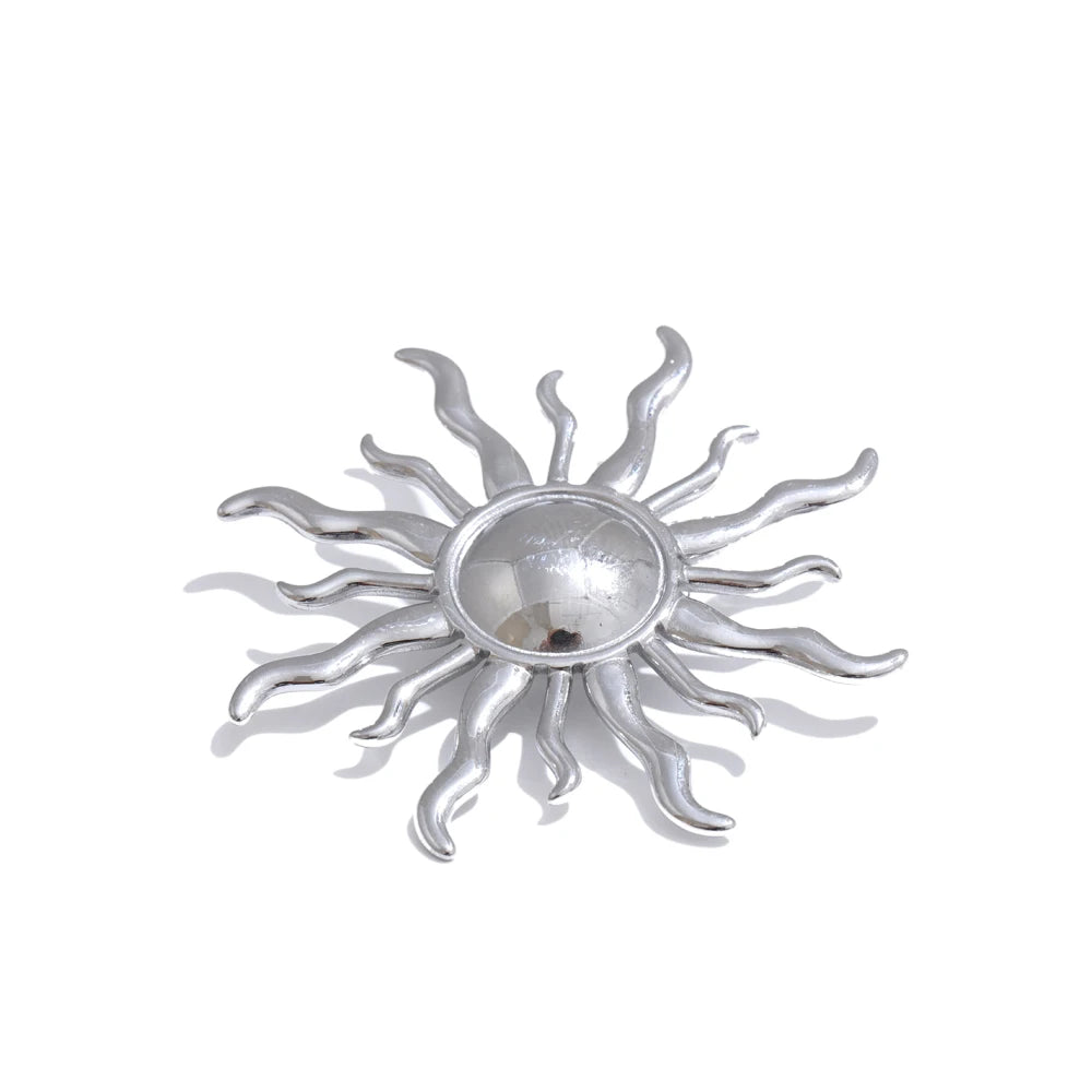 Sun Geometric Brooch — Gold-Plated Stainless Steel · PS1673