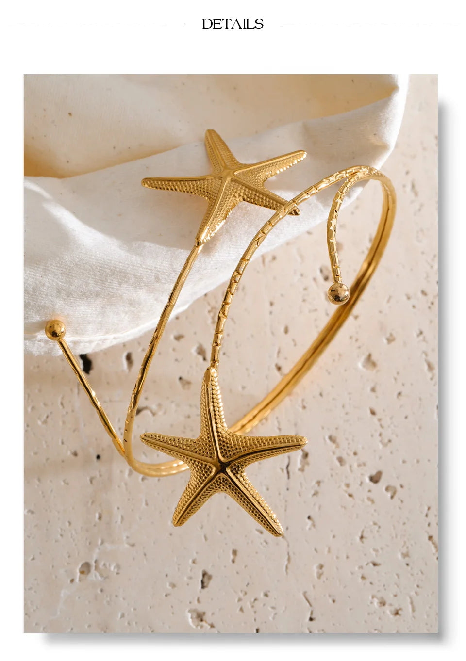 Star bracelet in gold-plated stainless steel.