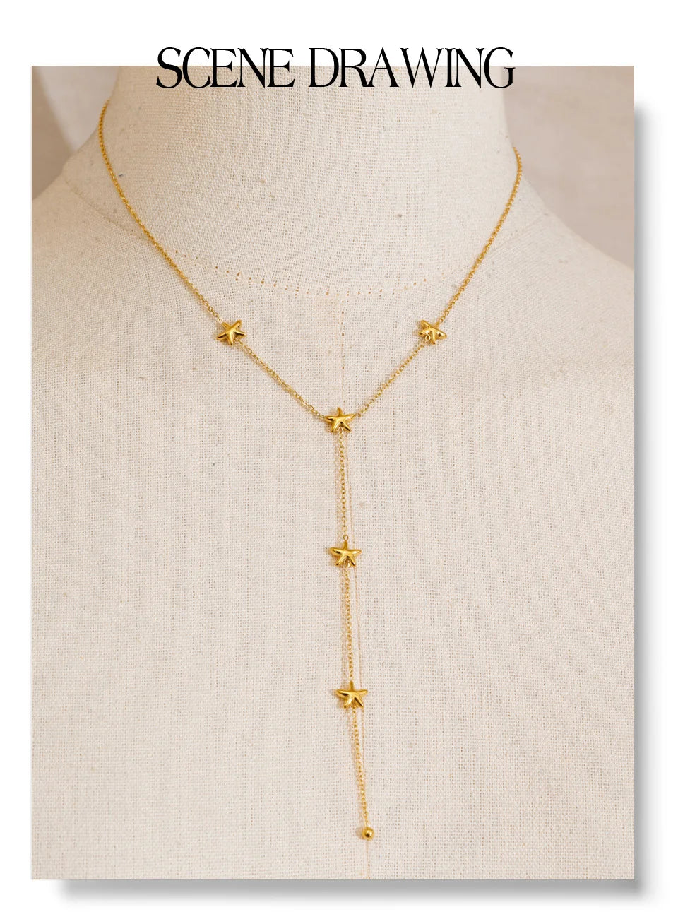 Star chain necklace in gold-plated stainless steel.