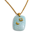 Pink natural stone star necklace in gold-plated stainless steel with natural stone.