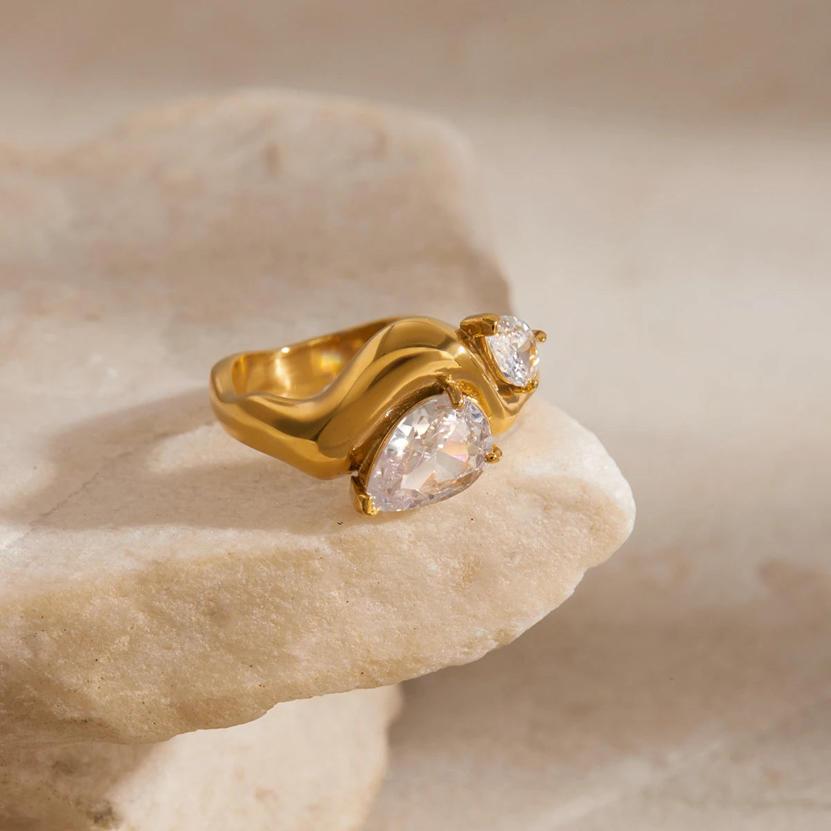 Crystal Open Ring — Stainless Steel · PS225