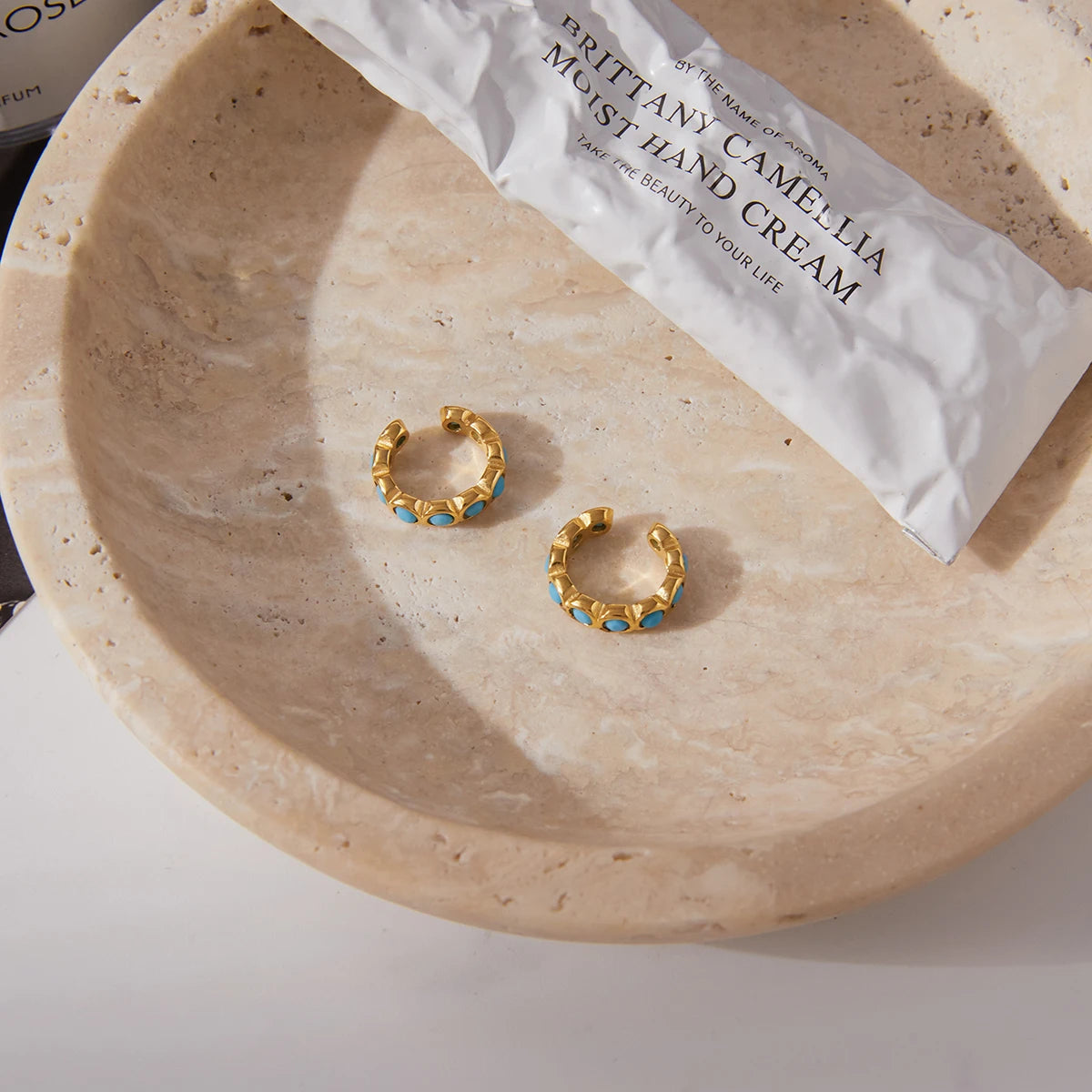 Blue Turquoise Ear Clip — Stainless Steel · PS281