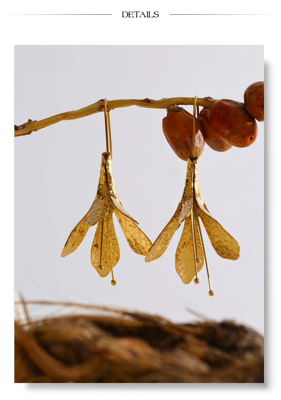 Flower Earrings — Gold-Plated Stainless Steel · PS1373