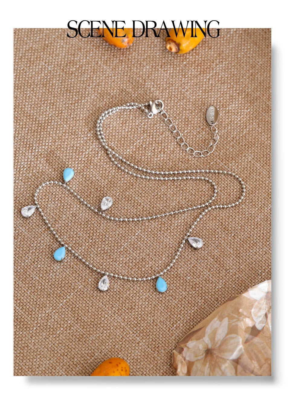 Cubic zirconia necklace in gold-plated stainless steel with cubic zirconia.