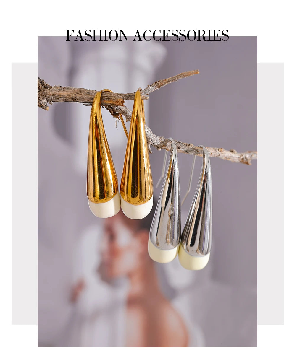 Enamel Geometric Earrings — Gold-Plated 316L Stainless Steel with Enamel · PS1605