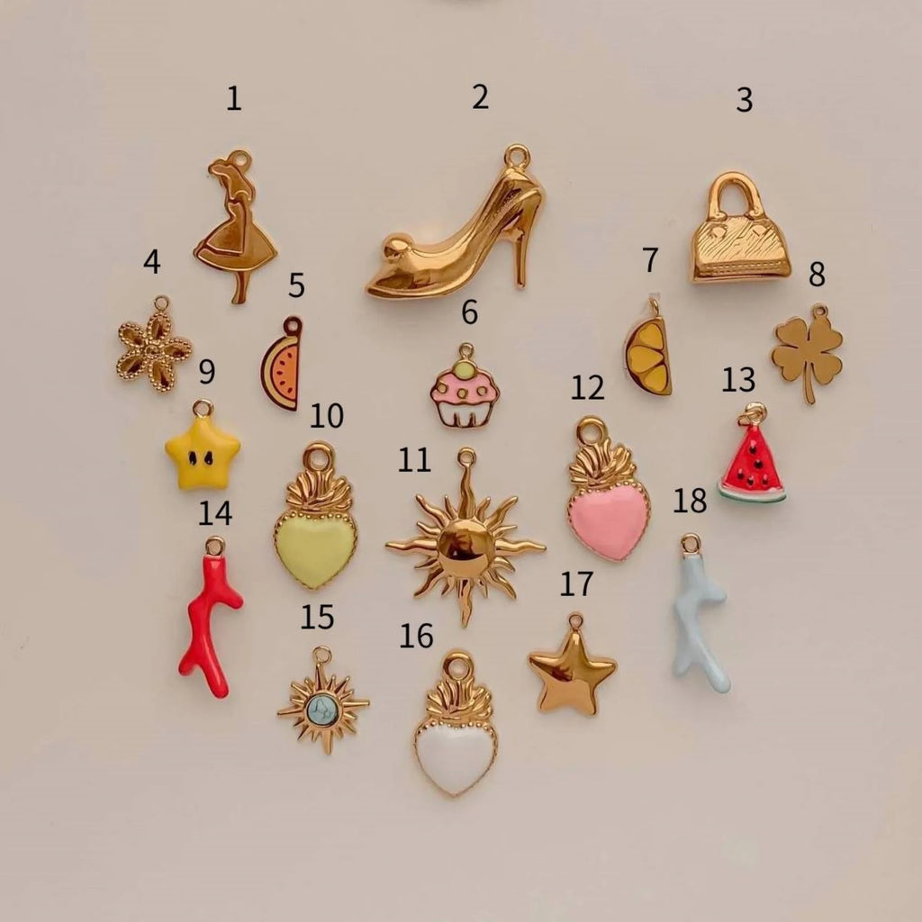 【DIY Pendant】18K Gold Plated Stainless Steel Charm Pendant - PS016