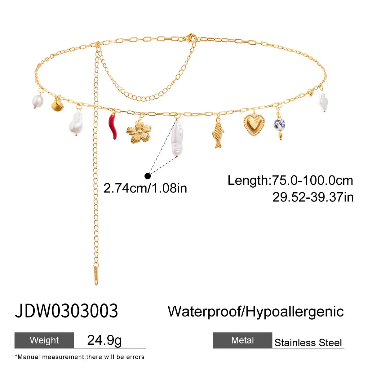 Pearl Belly Chain Pendant Collection — Stainless Steel · PS202