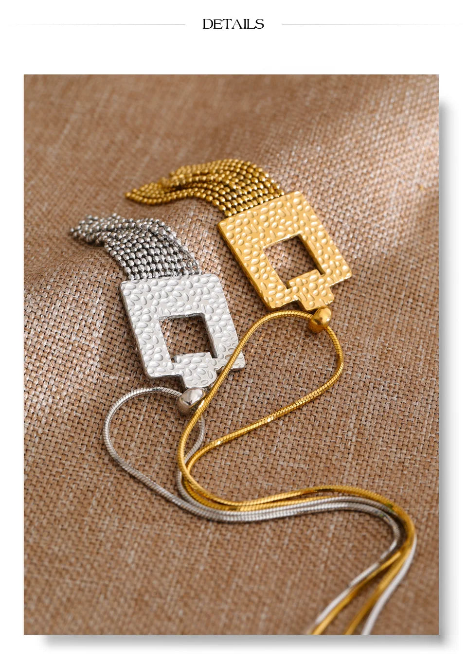 Geometric chain earrings in stainless steel.