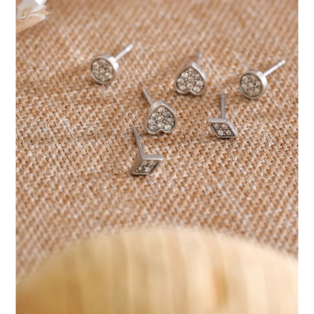 Cubic Zirconia Heart Geometric Earrings — Gold-Plated Stainless Steel with Cubic Zirconia · PS1106