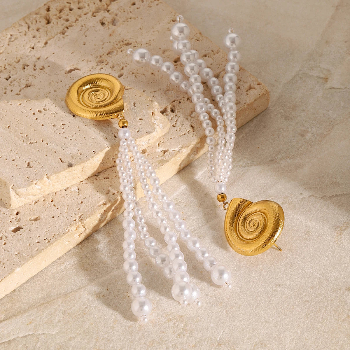 Pearl Tassel Ocean Earrings — Stainless Steel · PS077