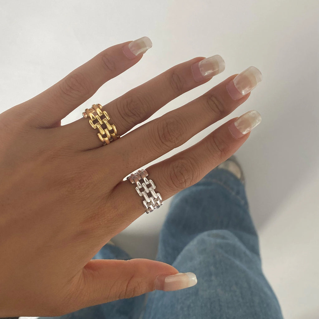 Oval Stone Ring Stack — Stainless Steel · PS267