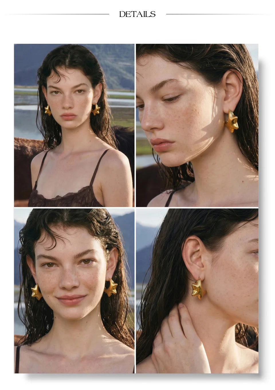 Geometric earrings in gold-plated stainless steel.