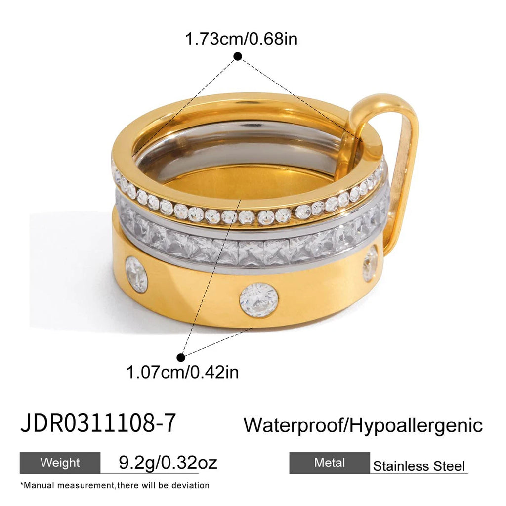 Mixed CZ Ring Stack — Stainless Steel · PS236