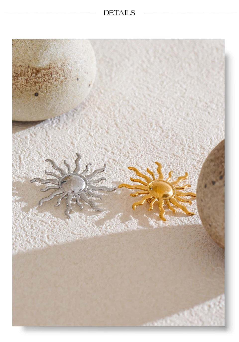 Sun Geometric Brooch — Gold-Plated Stainless Steel · PS1673