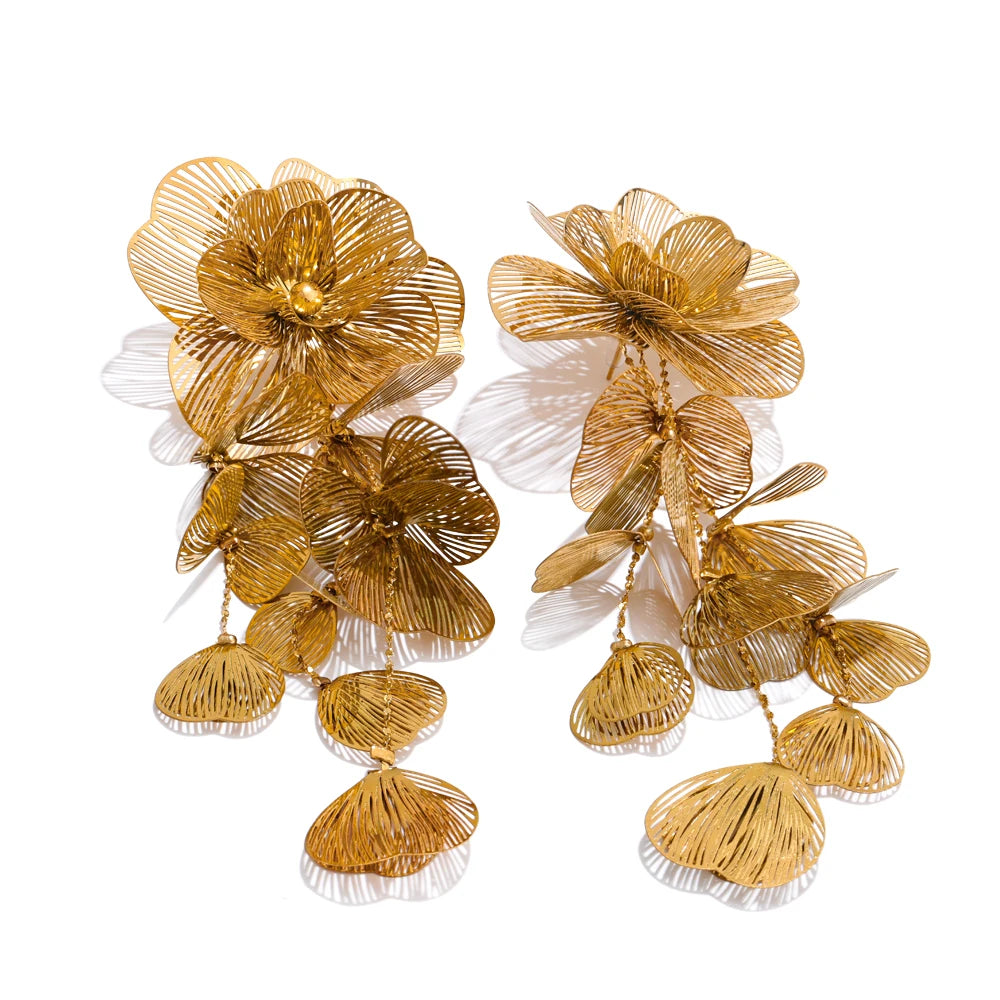 Flower Earrings — Gold-Plated Stainless Steel · PS2148